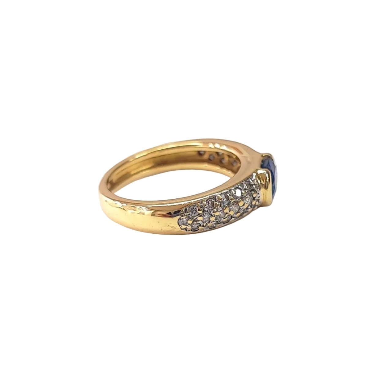 Bague Jonc en or jaune, saphir, et diamants - Castafiore
