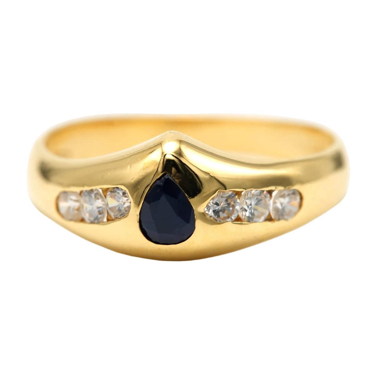 Bague Jonc en or jaune, saphir et diamants - Castafiore