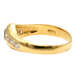 Bague Jonc en or jaune, saphir et diamants - Castafiore