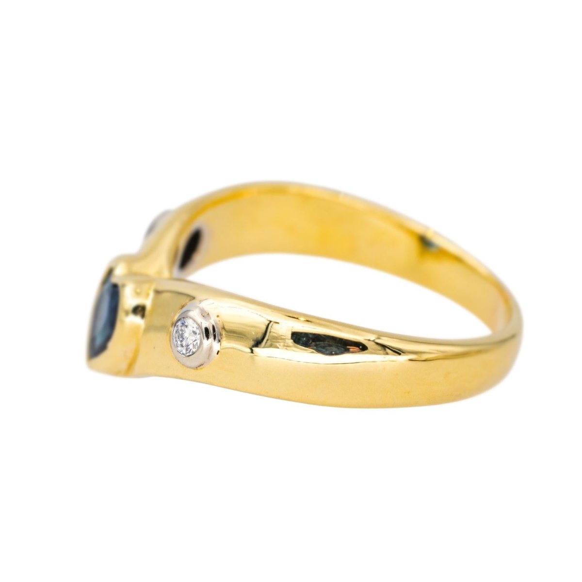 Bague Jonc en or jaune, saphir et diamants - Castafiore