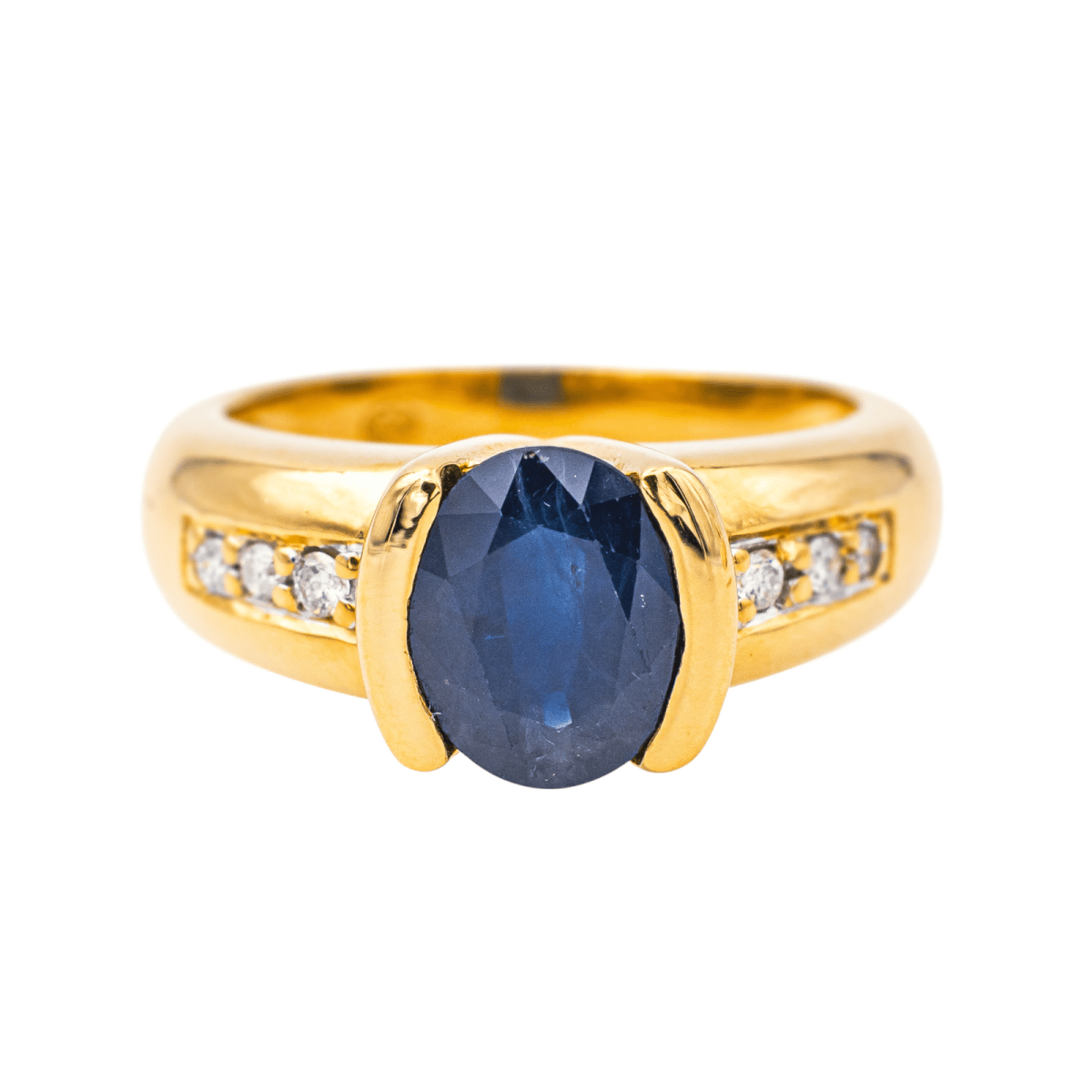 Bague Jonc en or jaune, saphir et diamants - Castafiore