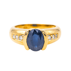 Bague Jonc en or jaune, saphir et diamants - Castafiore