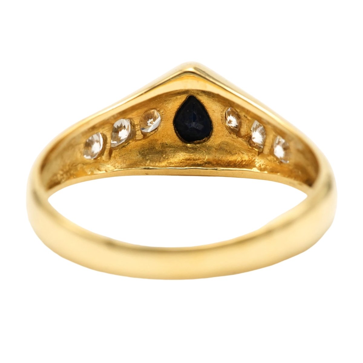 Bague Jonc en or jaune, saphir et diamants - Castafiore