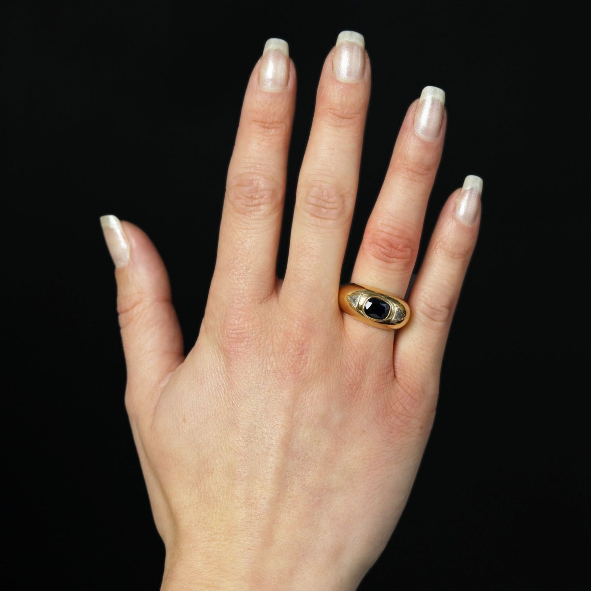 Bague Jonc en or jaune, saphir et diamants - Castafiore