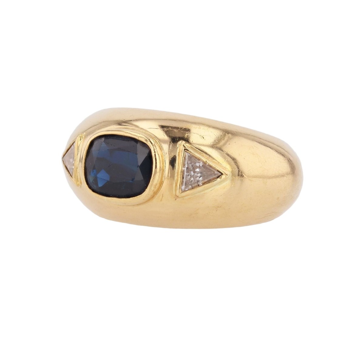 Bague Jonc en or jaune, saphir et diamants - Castafiore