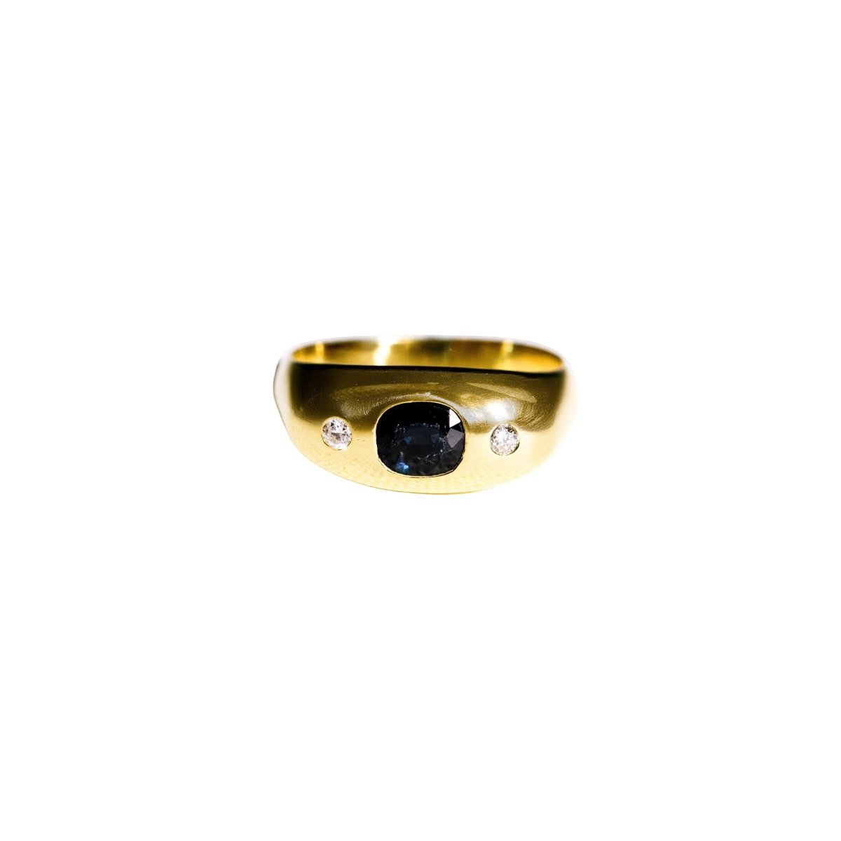 Bague Jonc en or jaune, saphir, et diamants - Castafiore