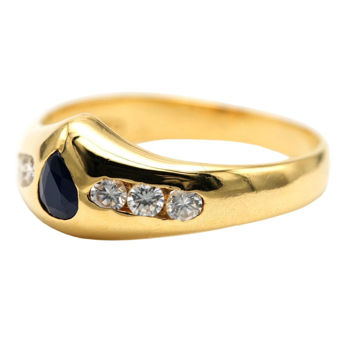 Bague Jonc en or jaune, saphir et diamants - Castafiore