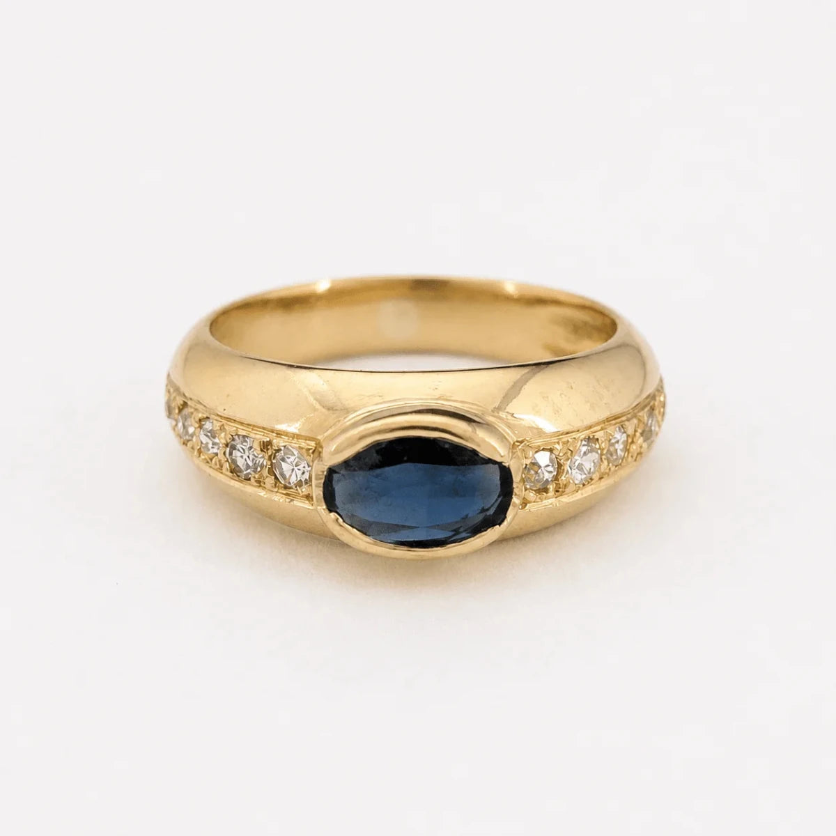 Bague Jonc en or jaune, saphir et diamants - Castafiore