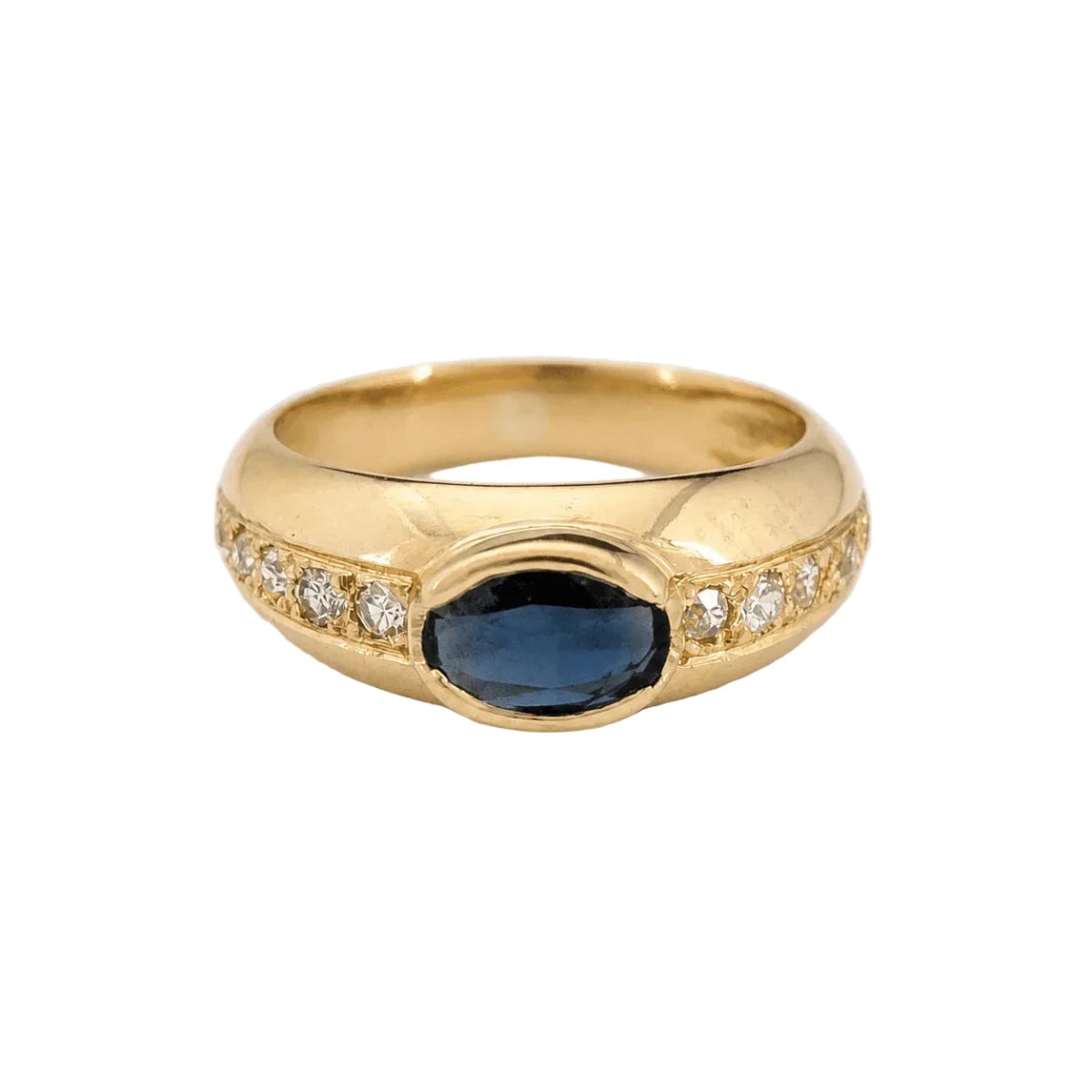 Bague Jonc en or jaune, saphir et diamants - Castafiore