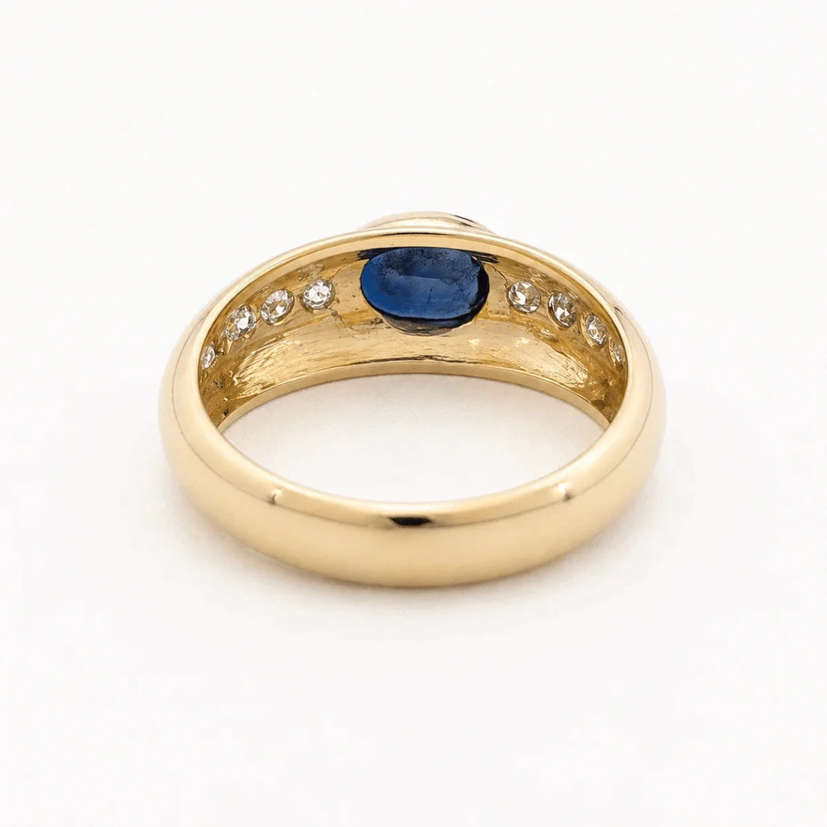 Bague Jonc en or jaune, saphir et diamants - Castafiore