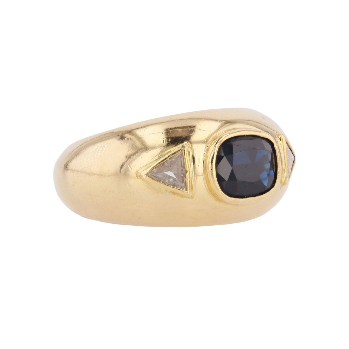 Bague Jonc en or jaune, saphir et diamants - Castafiore