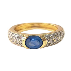 Bague Jonc en or jaune, saphir, et diamants - Castafiore