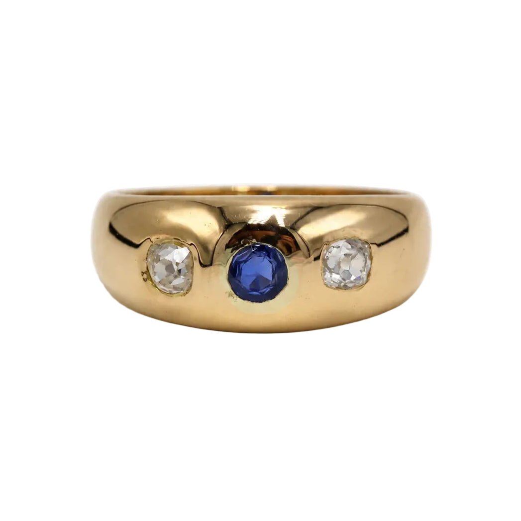 Bague Jonc en or jaune, saphir et diamants - Castafiore