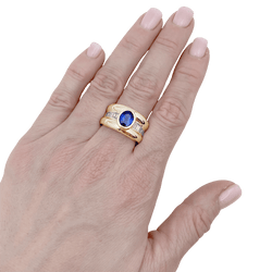 Bague Jonc en or jaune, saphir et diamants - Castafiore