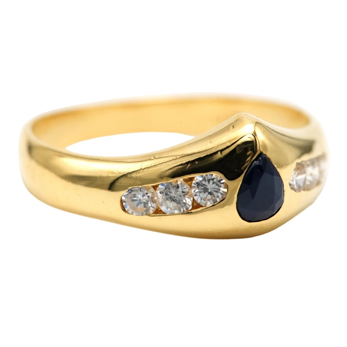 Bague Jonc en or jaune, saphir et diamants - Castafiore
