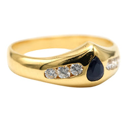 Bague Jonc en or jaune, saphir et diamants - Castafiore