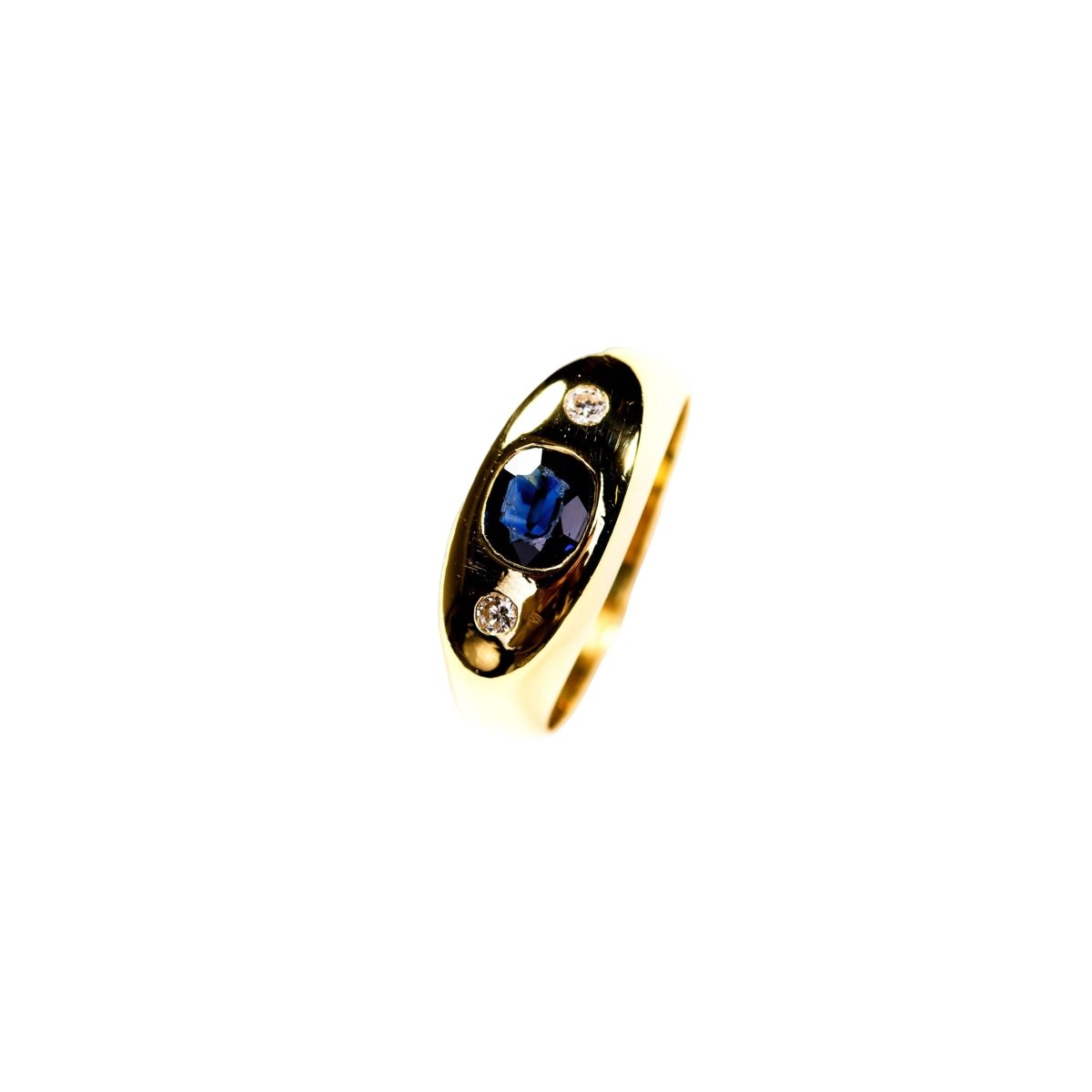 Bague Jonc en or jaune, saphir, et diamants - Castafiore