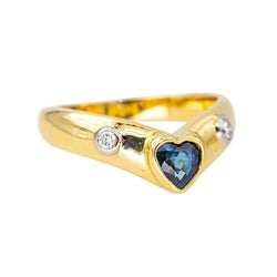 Bague Jonc en or jaune, saphir et diamants - Castafiore