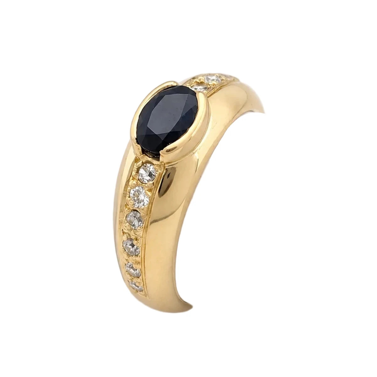 Bague Jonc en or jaune, saphir et diamants - Castafiore