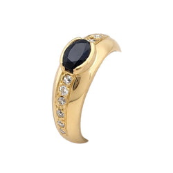 Bague Jonc en or jaune, saphir et diamants - Castafiore
