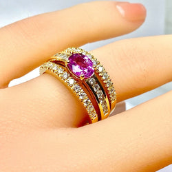 Bague Jonc en or jaune, saphir et diamants - Castafiore