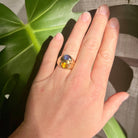 Bague Jonc en or jaune, saphir jaune et saphir bleu - Castafiore