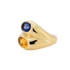 Bague Jonc en or jaune, saphir jaune et saphir bleu - Castafiore