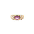 Bague Jonc en or jaune, saphir rose et diamant - Castafiore