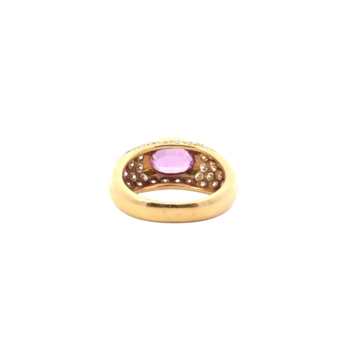 Bague Jonc en or jaune, saphir rose et diamant - Castafiore