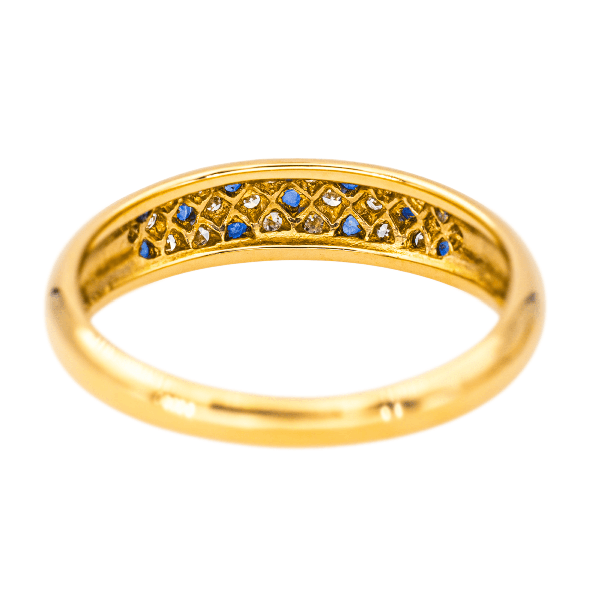 Bague Jonc en or jaune, saphirs et diamant - Castafiore