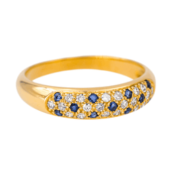 Bague Jonc en or jaune, saphirs et diamant - Castafiore