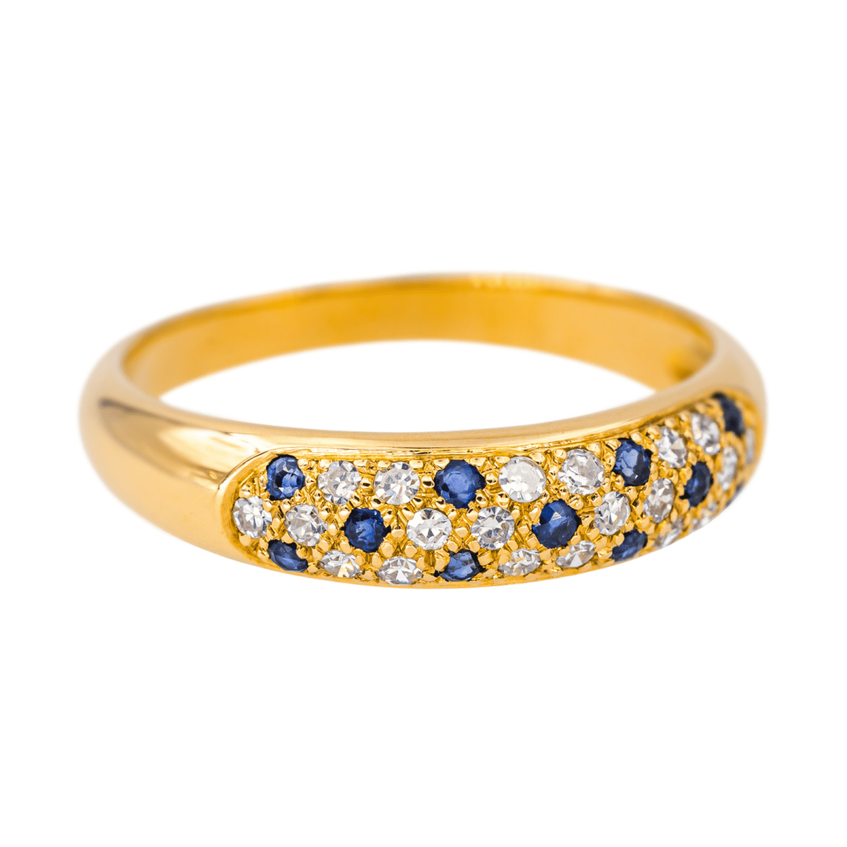 Bague Jonc en or jaune, saphirs et diamant - Castafiore