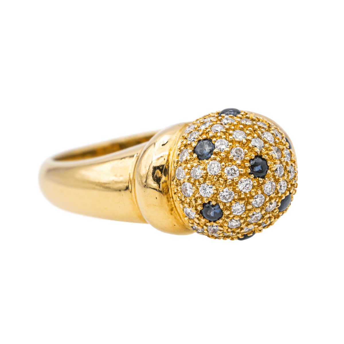 Bague Jonc en or jaune, saphirs et diamants - Castafiore