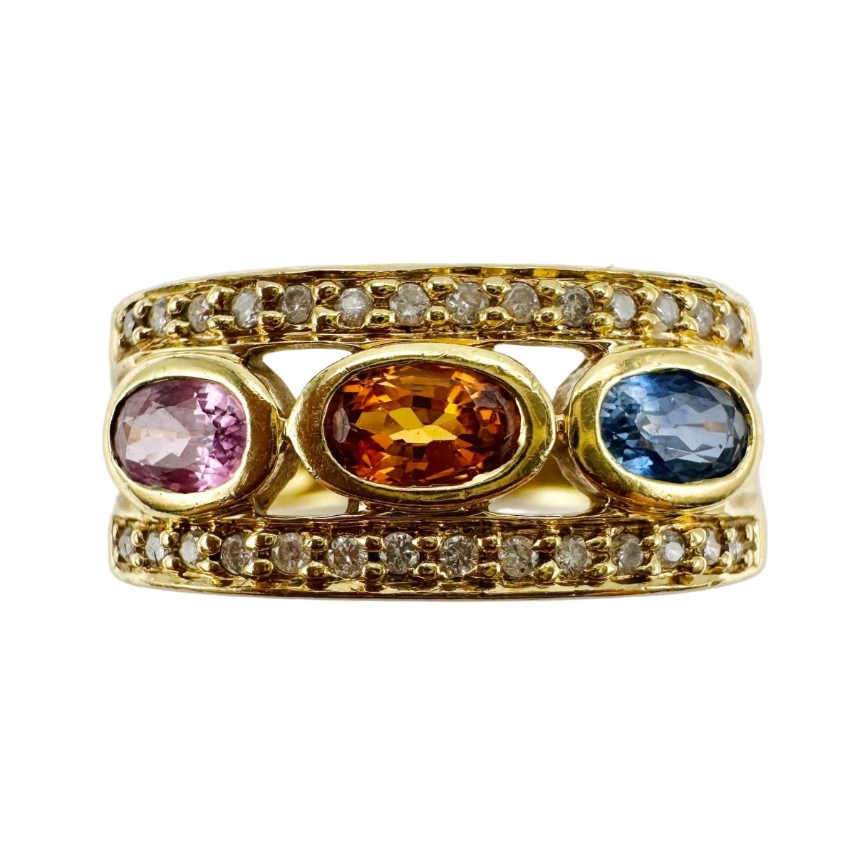 Bague Jonc en or jaune, saphirs et diamants - Castafiore