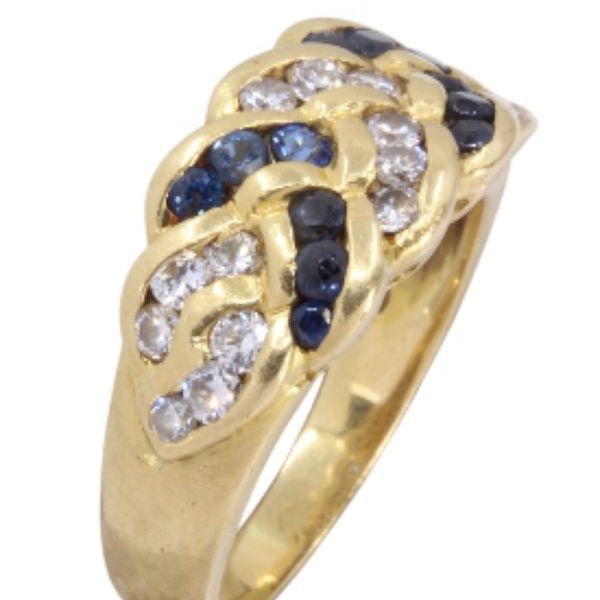 Bague Jonc en or jaune, saphirs et diamants - Castafiore