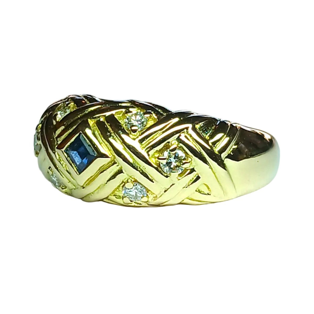 Bague Jonc en or jaune, saphirs, et diamants - Castafiore