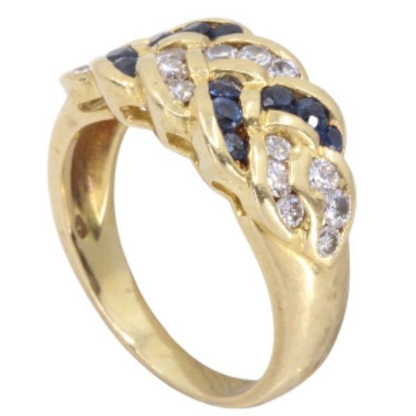 Bague Jonc en or jaune, saphirs et diamants - Castafiore