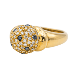 Bague Jonc en or jaune, saphirs et diamants - Castafiore