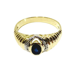 Bague Jonc en or jaune, saphirs et diamants - Castafiore