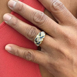 Bague Jonc en or jaune, saphirs et diamants - Castafiore