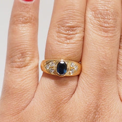 Bague Jonc en or jaune, spinelle et diamants - Castafiore