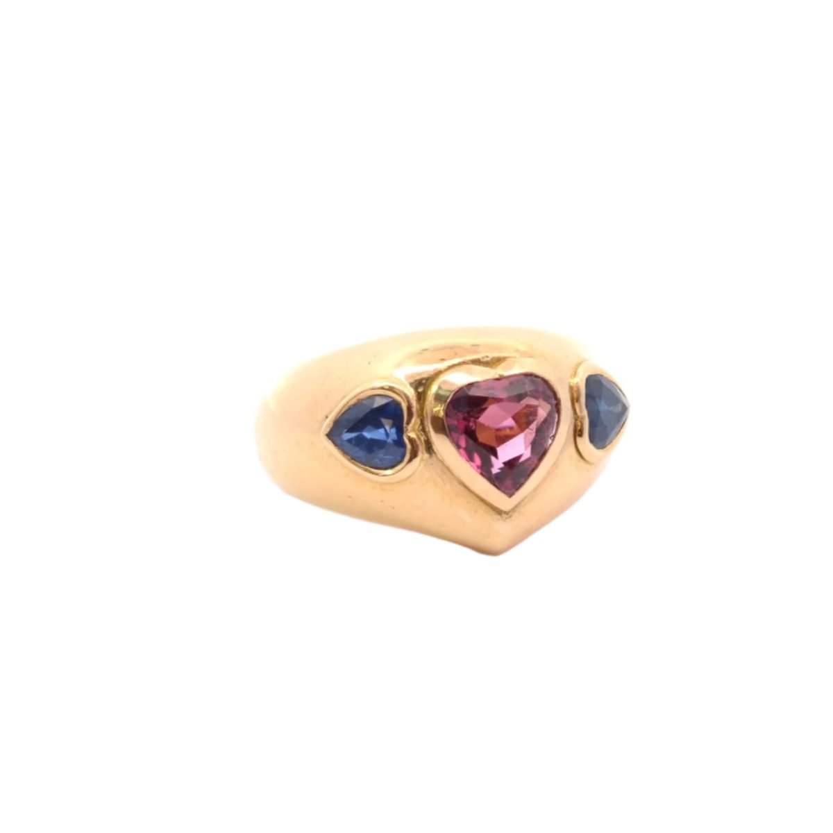 Bague Jonc en or jaune, tourmaline et saphirs - Castafiore