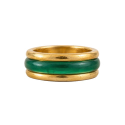 Bague Jonc en or jaune, turquoise, chrysoprase et cornaline - Castafiore