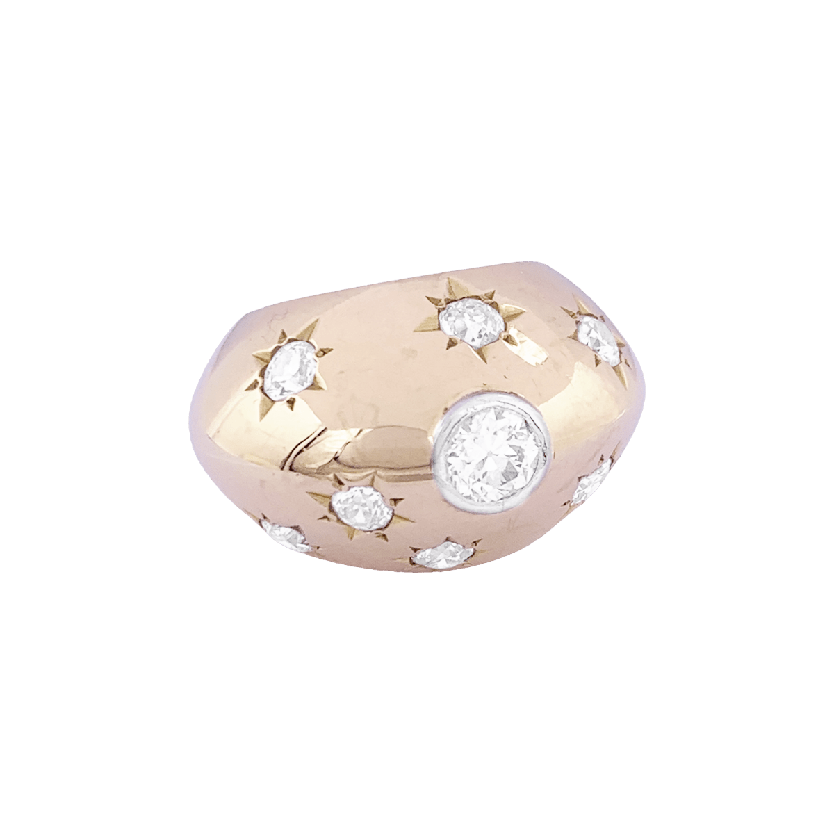 Bague Jonc en or rose et diamants - Castafiore