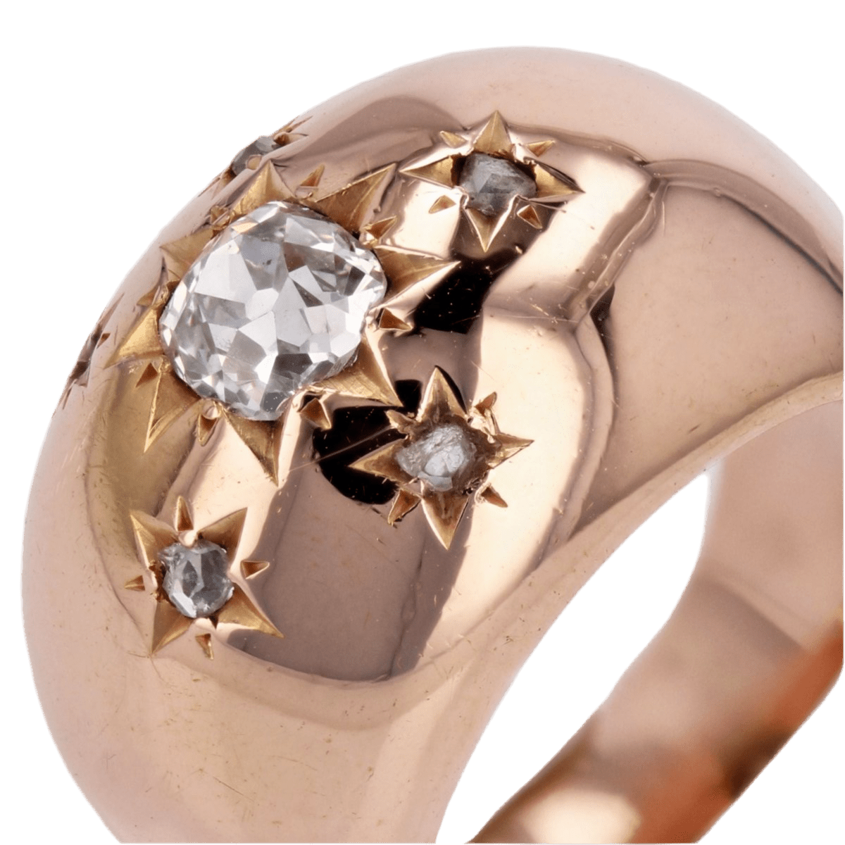 Bague Jonc en or rose et diamants - Castafiore