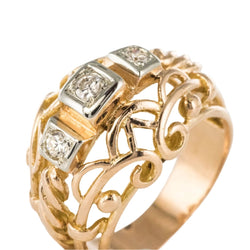 Bague Jonc en or rose et diamants - Castafiore