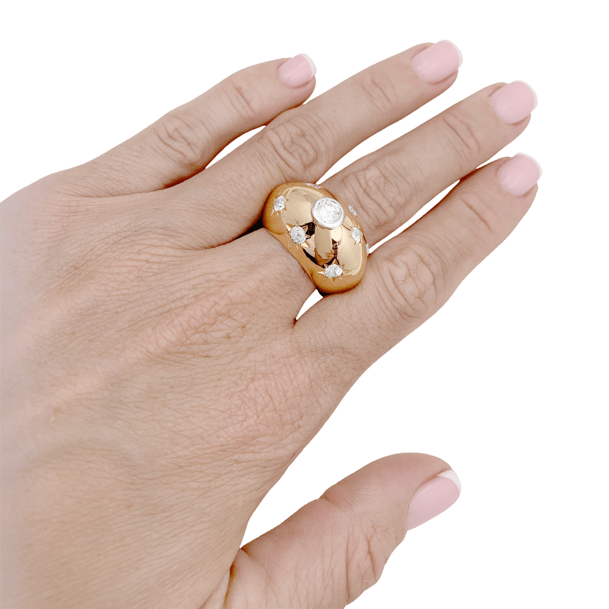 Bague Jonc en or rose et diamants - Castafiore