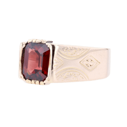 Bague Jonc en or rose et grenat - Castafiore