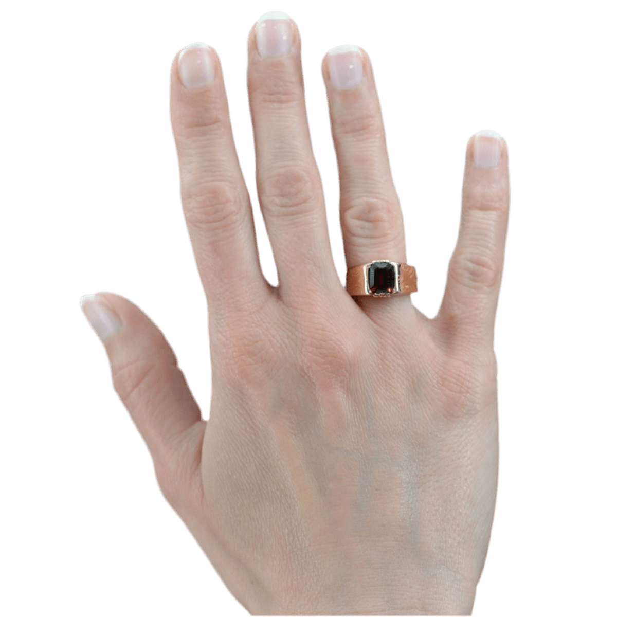 Bague Jonc en or rose et grenat - Castafiore