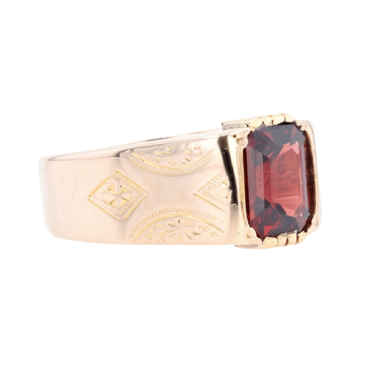 Bague Jonc en or rose et grenat - Castafiore